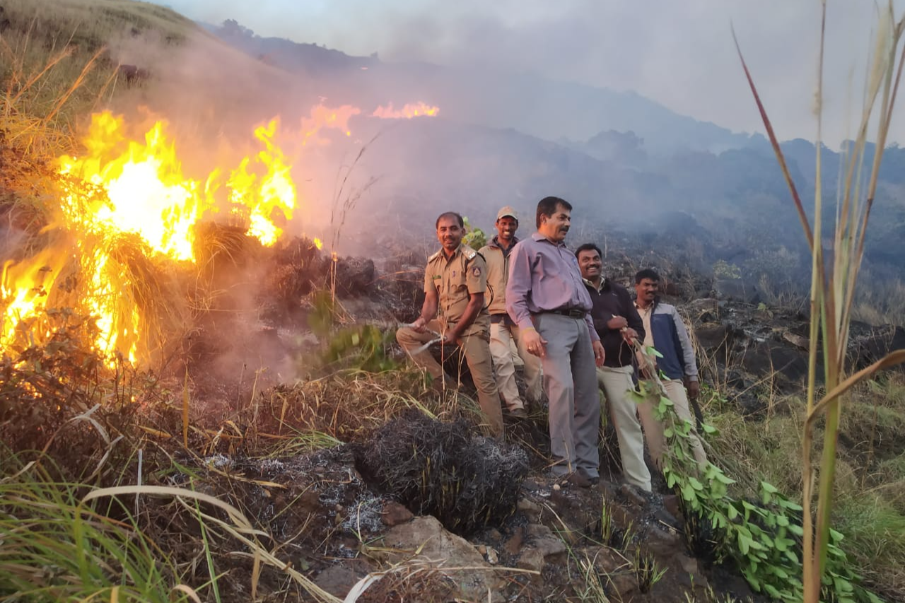 forest fire engulfs in charmadi ghat