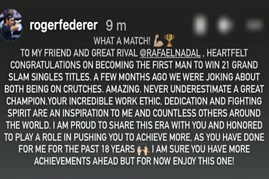 Federer Congratulates Nadal
