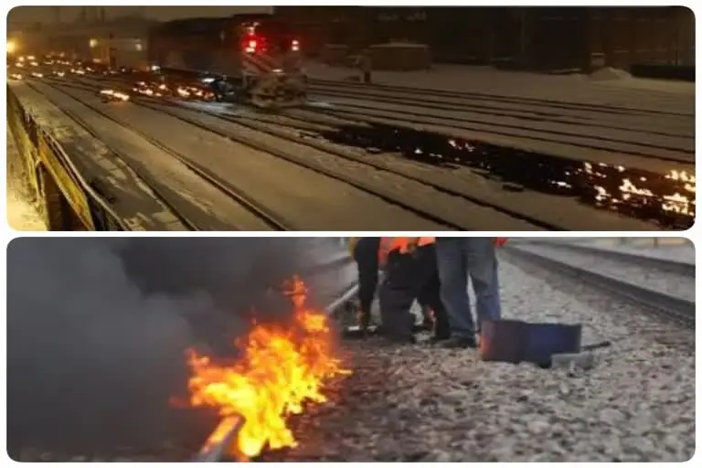 fire on railway track