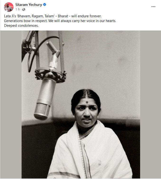 Sitaram Yechury mourns Lata Mangeshkars death