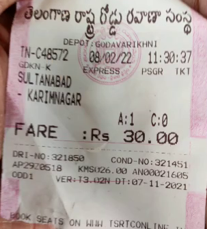 Bus conductor charged ticket to Cock with Traveler in Peddapalli district