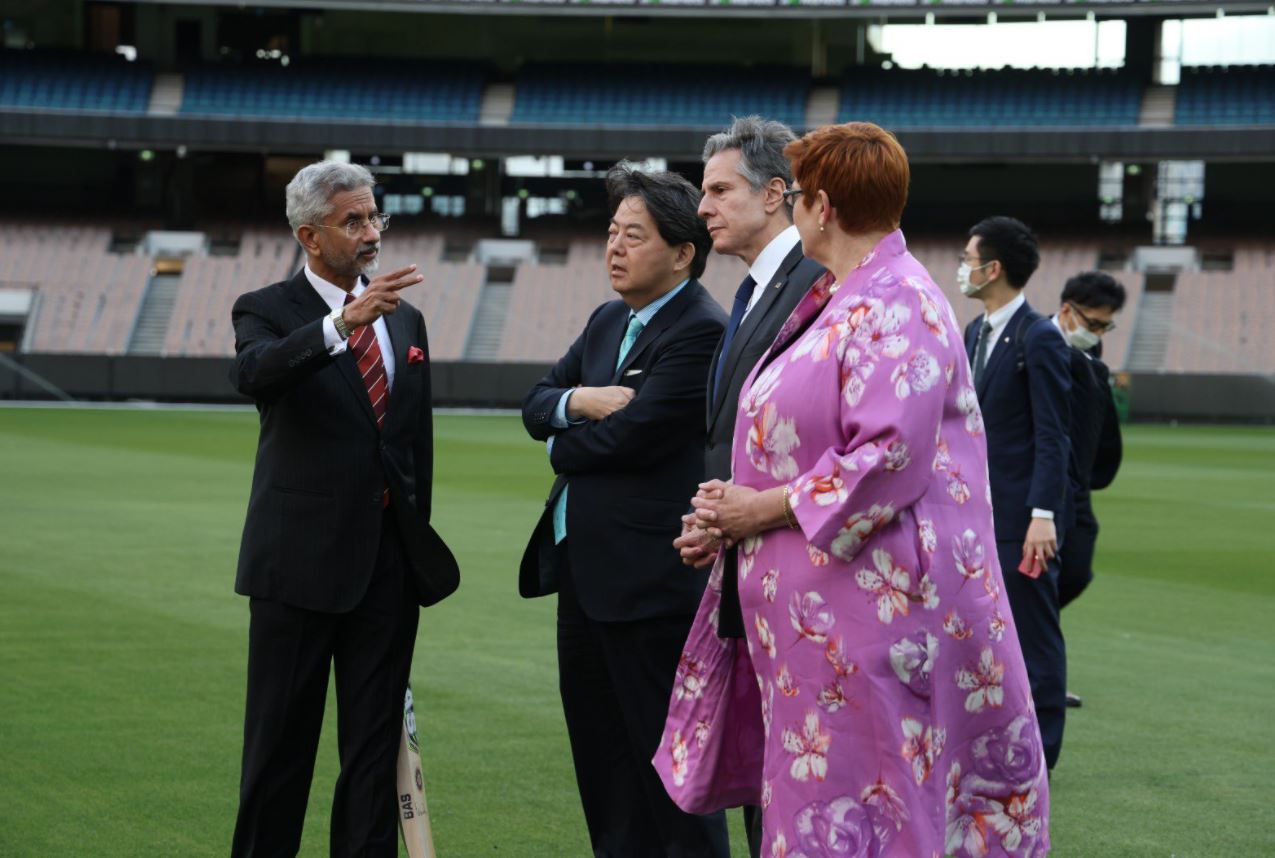 Dr. SJ Shankar with other quad ministers at the Melbourne Cricket Ground