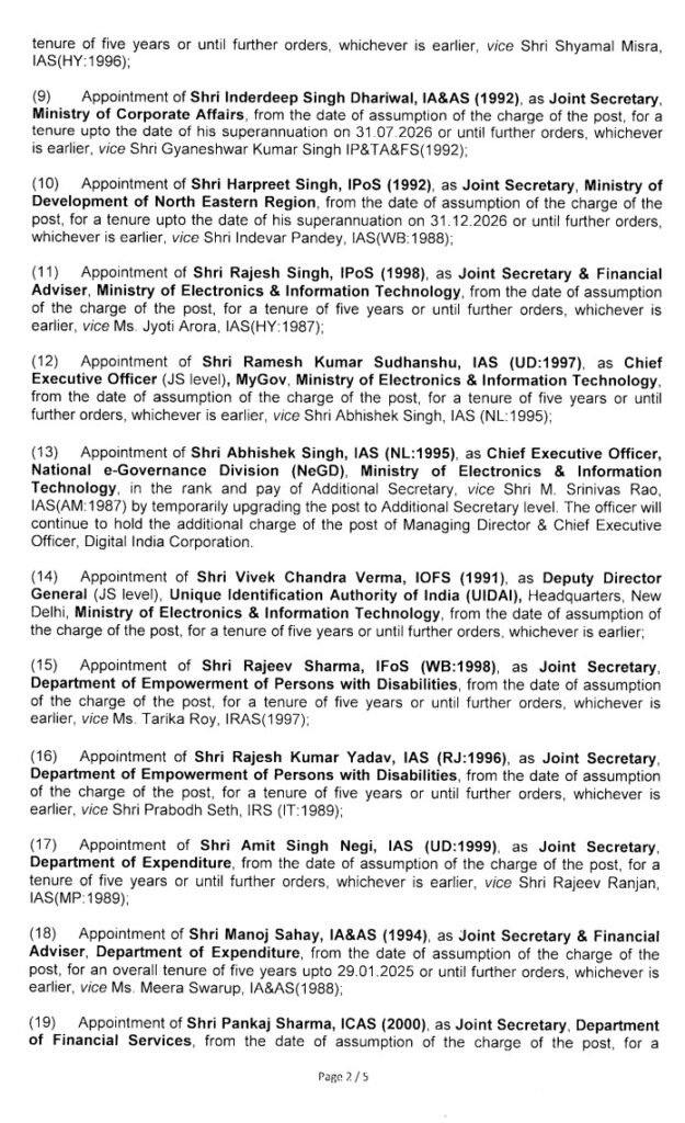 IAS officers of uttarakhand got deputation