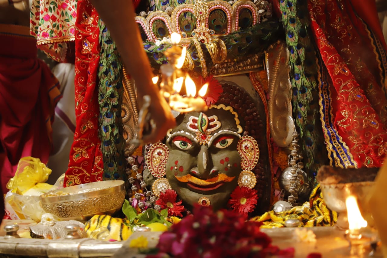 Ujjain Mahakaleshwar temple Baba Mahakal makeup on 1 March 2022