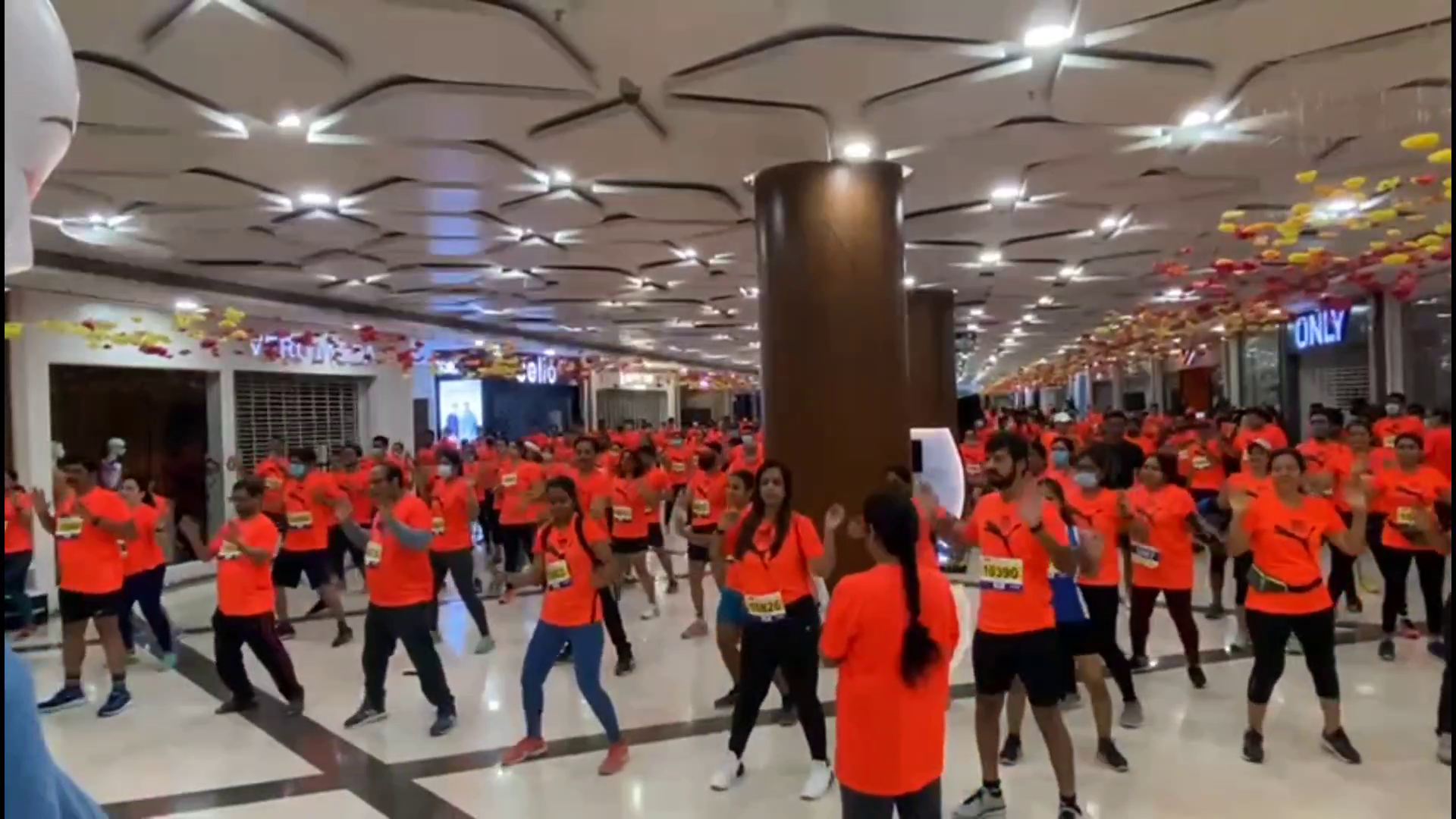 Young people doing flash mob