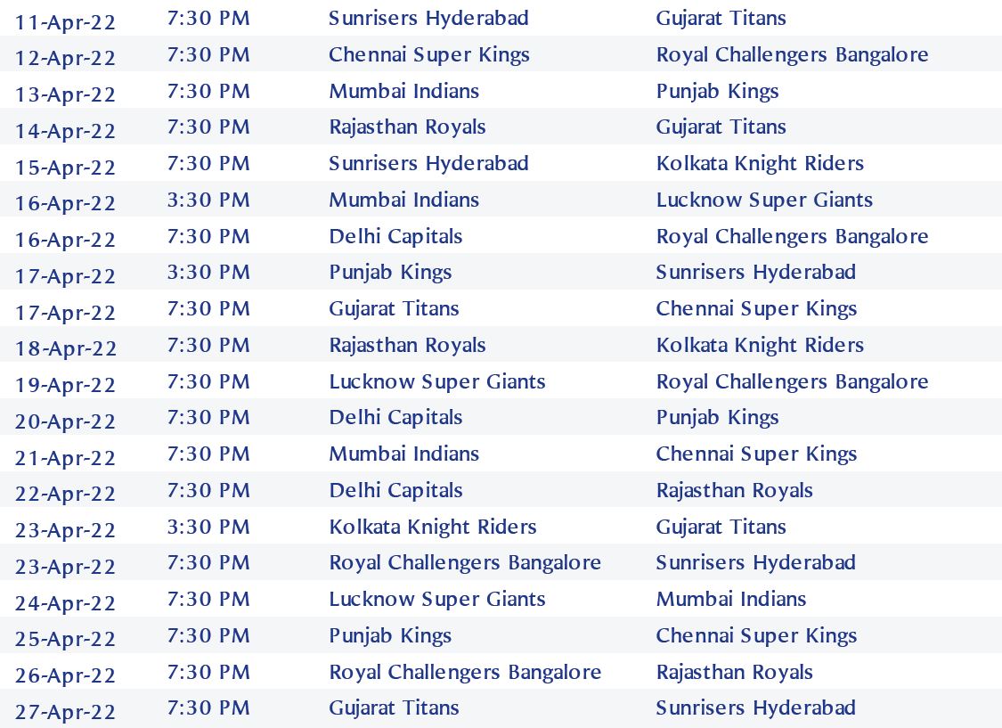 Ipl schedule