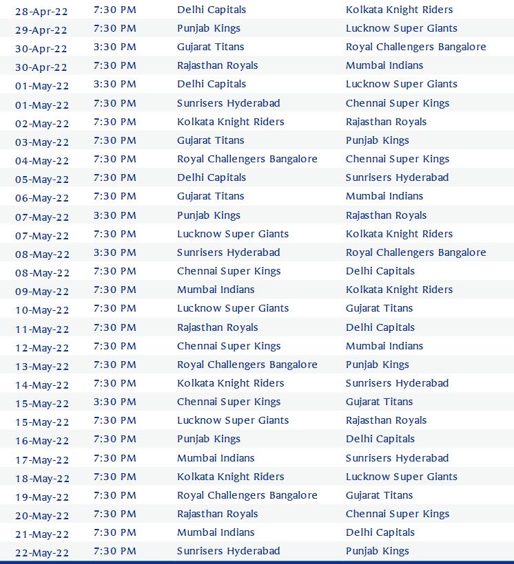 Ipl schedule