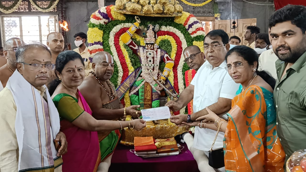 The Yadadri air tower is heavily donated for the gold plating