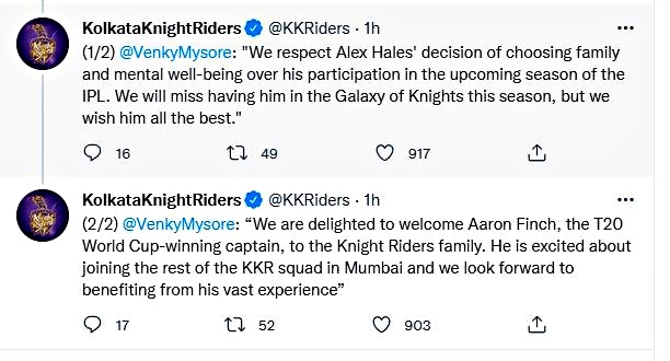 IPL 2022  KKR  Alex Hales  Aaron Finch  Kolkata Knight Riders team 2022 players list  kkr team 2022 players list  Kolkata Knight Riders  कोलकाता नाइट राइडर्स