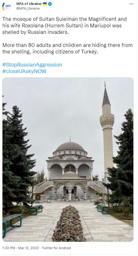 روسی فوج کا ماریوپول میں مسجد پر دھماکہ