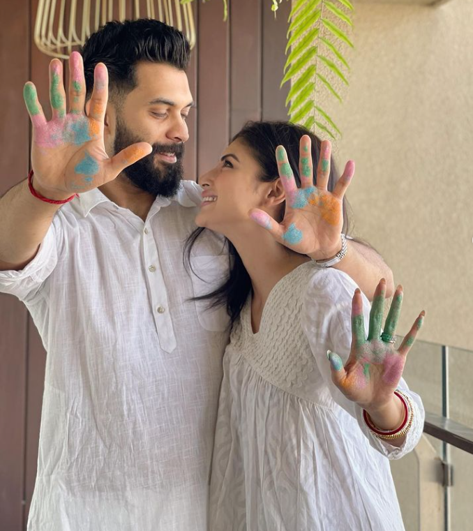 Mouni Roy and Suraj Nambiar celebrating first holi after marriage