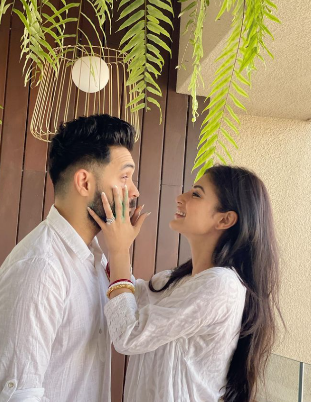 Mouni Roy and Suraj Nambiar celebrating first holi after marriage