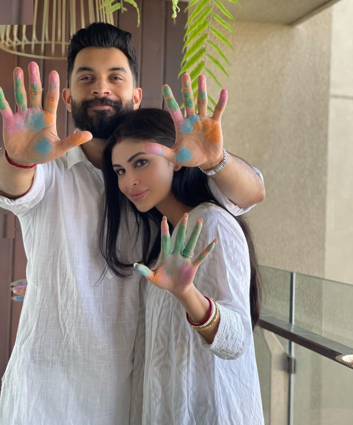 Mouni Roy and Suraj Nambiar celebrating first holi after marriage