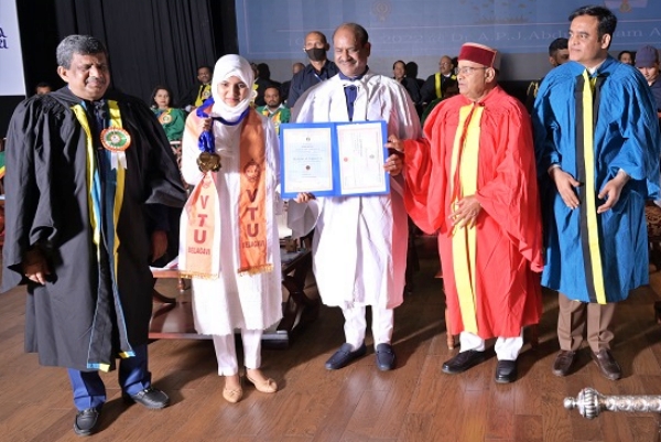 Bushra Mateen, hailing from Raichur, has created history by becoming the first student from the Visvesvaraya Technological University (VTU) to bag 16 gold medals. Some of the accolades won by Mateen are SG Balekundri gold medal, Murthy's Medal of Excellence, Jyothi gold medal, N Krishnamurthy Memorial gold medal, JNU University gold medal, VTU gold medal, and RN Shetty gold medal.