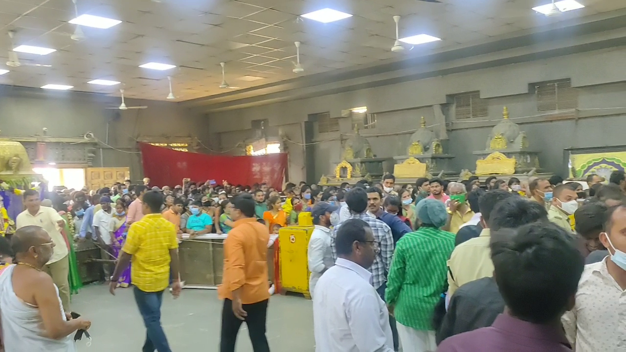 Crowd of devotees in the temple