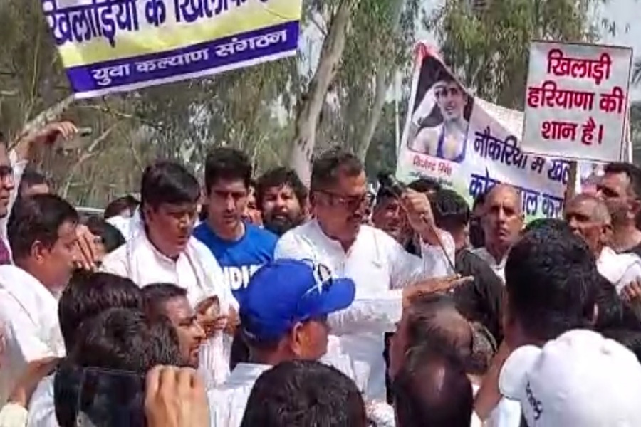 sports player protest in bhiwani