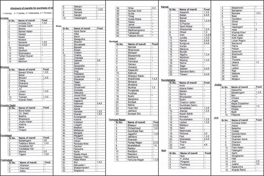 wheat procurement in haryana mandis