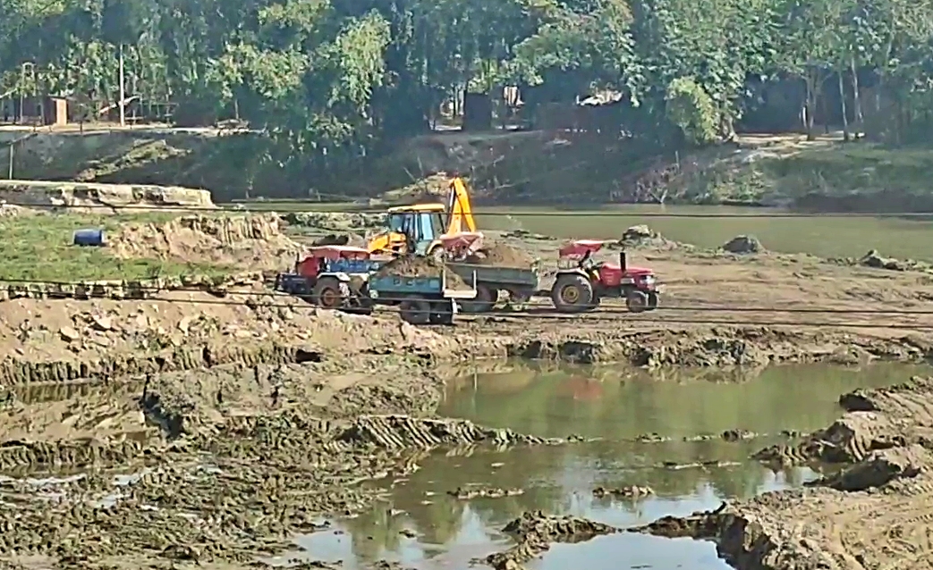 Illegal sand mining in Assam