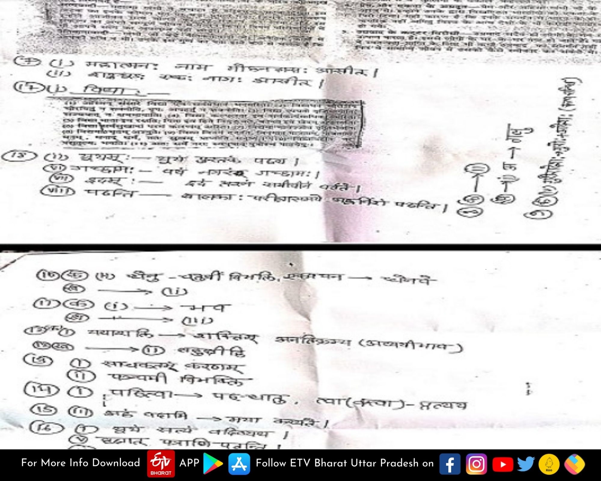 हाईस्कूल संस्कृत पेपर की सॉल्व कॉपियां