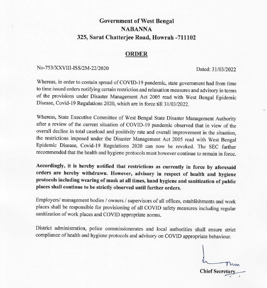 corona restrictions in bengal