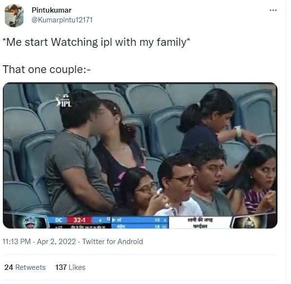 ipl 2022 couple lip kissing during ipl match viral