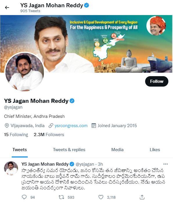 CM Jagan Tributes to Babu Jagjivan Ram