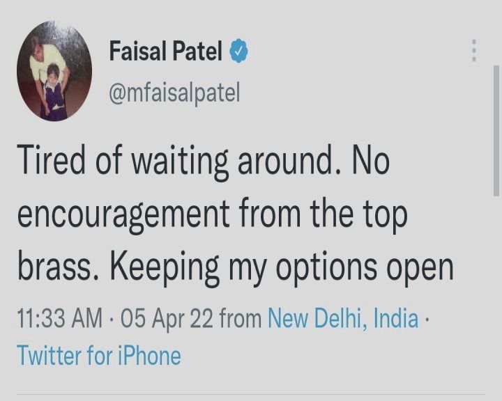 Faisal Patel Dissident: Faisal is disillusioned with Congress