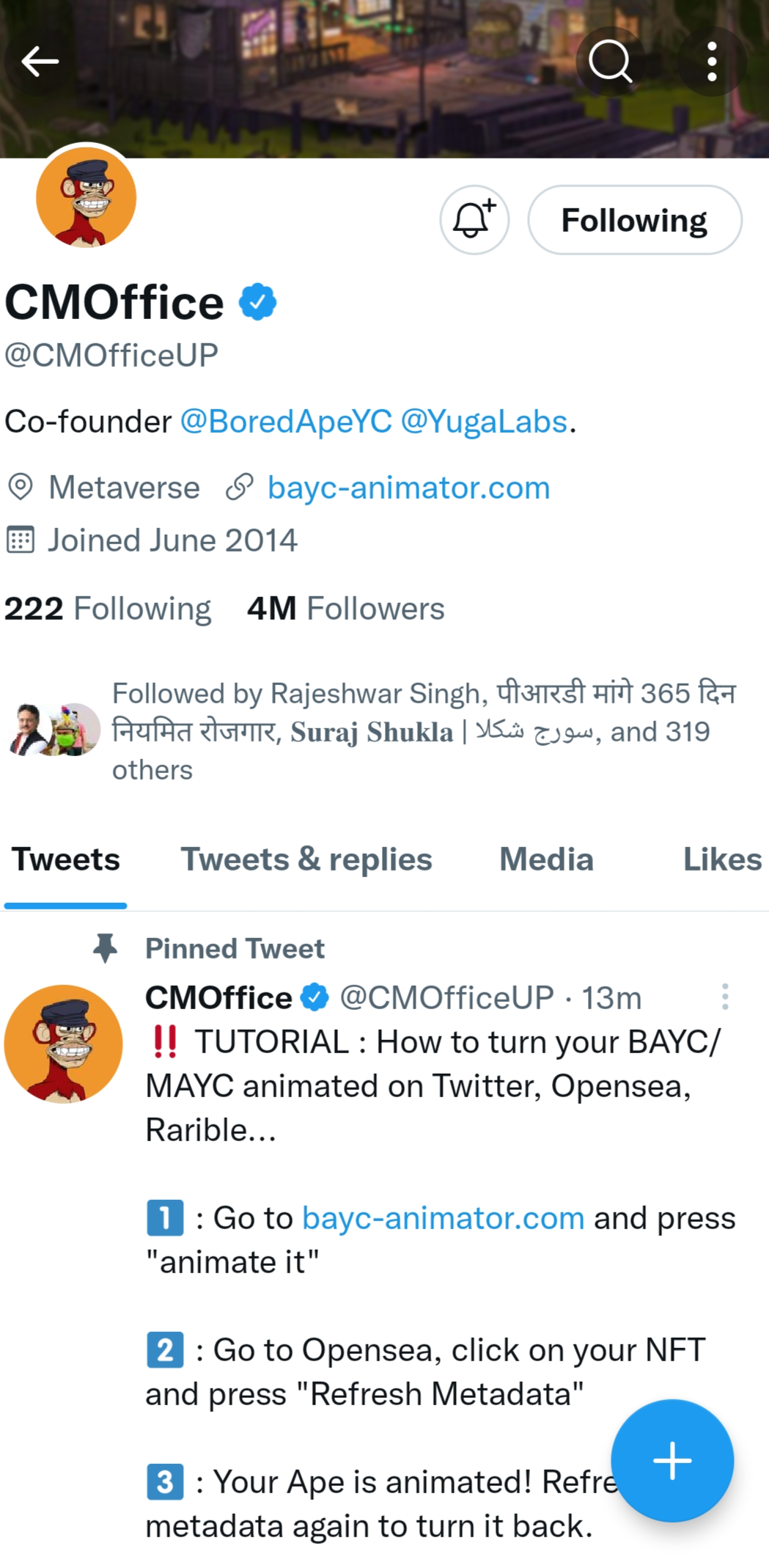 The official Twitter handle of CM Yogi was hacked in the middle of the night