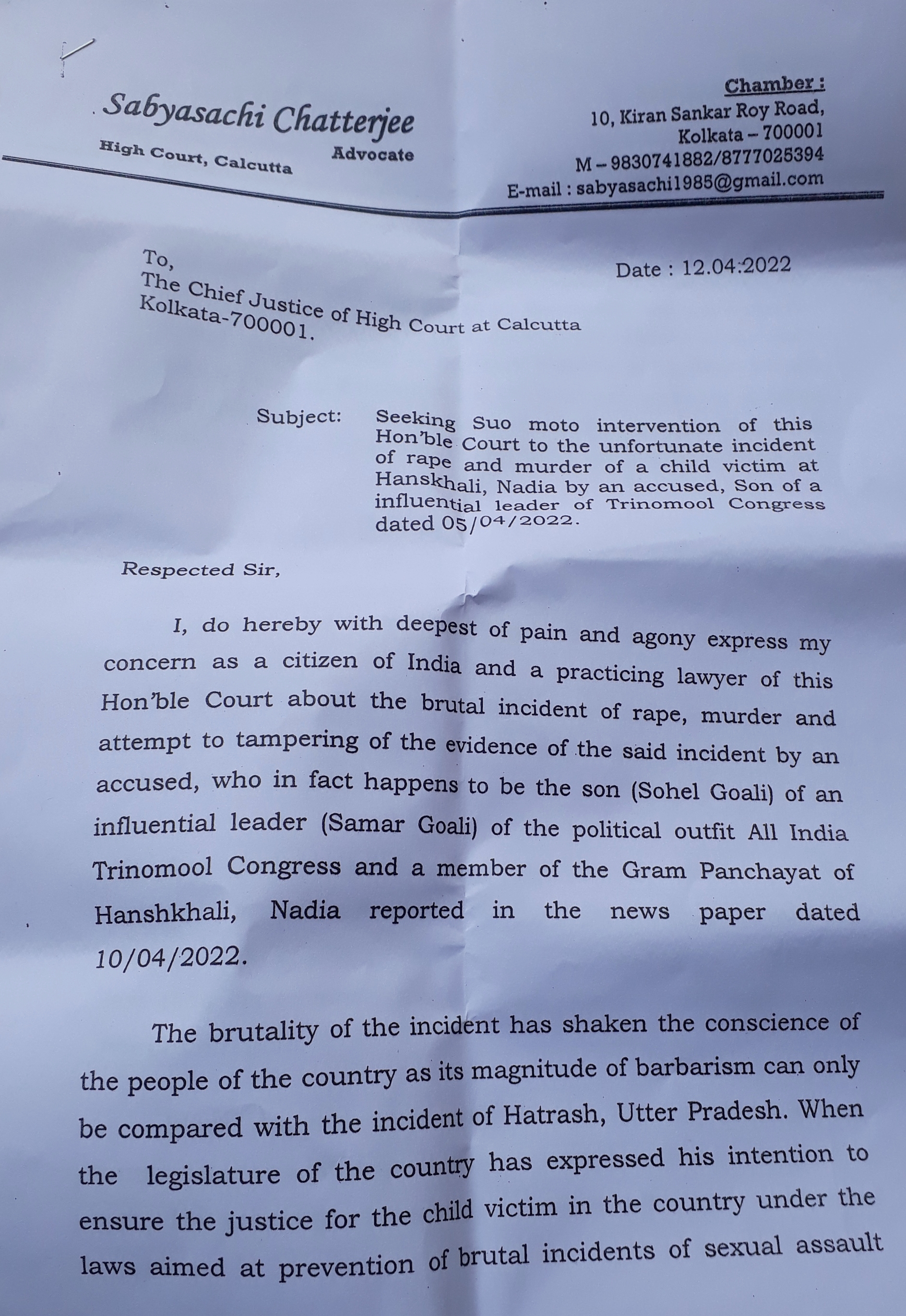 Petition filed in Calcutta High Court