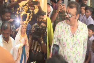 Suresh Gopi Offers Golden Crown  ലൂര്‍ദ്‌ കത്തീഡ്രല്‍ തൃശൂര്‍  സുരേഷ്‌ ഗോപി സ്വര്‍ണ കിരീടം  Lourdes Metropolitan Cathedral