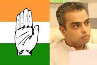 Collage: Congress symbol and Milind Deora (Source: ETV Bharat)