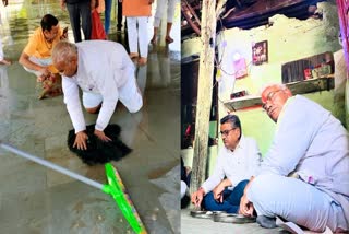 Minister Madan Dilawar mopped in temple