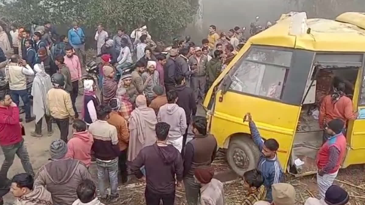 School bus and truck collide in dense fog, driver dead, 35 children injured, three in critical condition