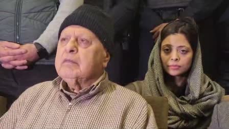 Farooq Abdullah addressing a presser in Srinagar