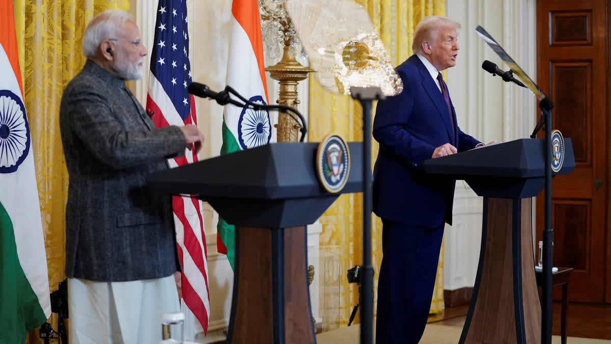 Prime Minister Narendra Modi met US President Donald Trump at the White House, in Washington, DC, USA, on Thursday, Feb. 13, 2024.