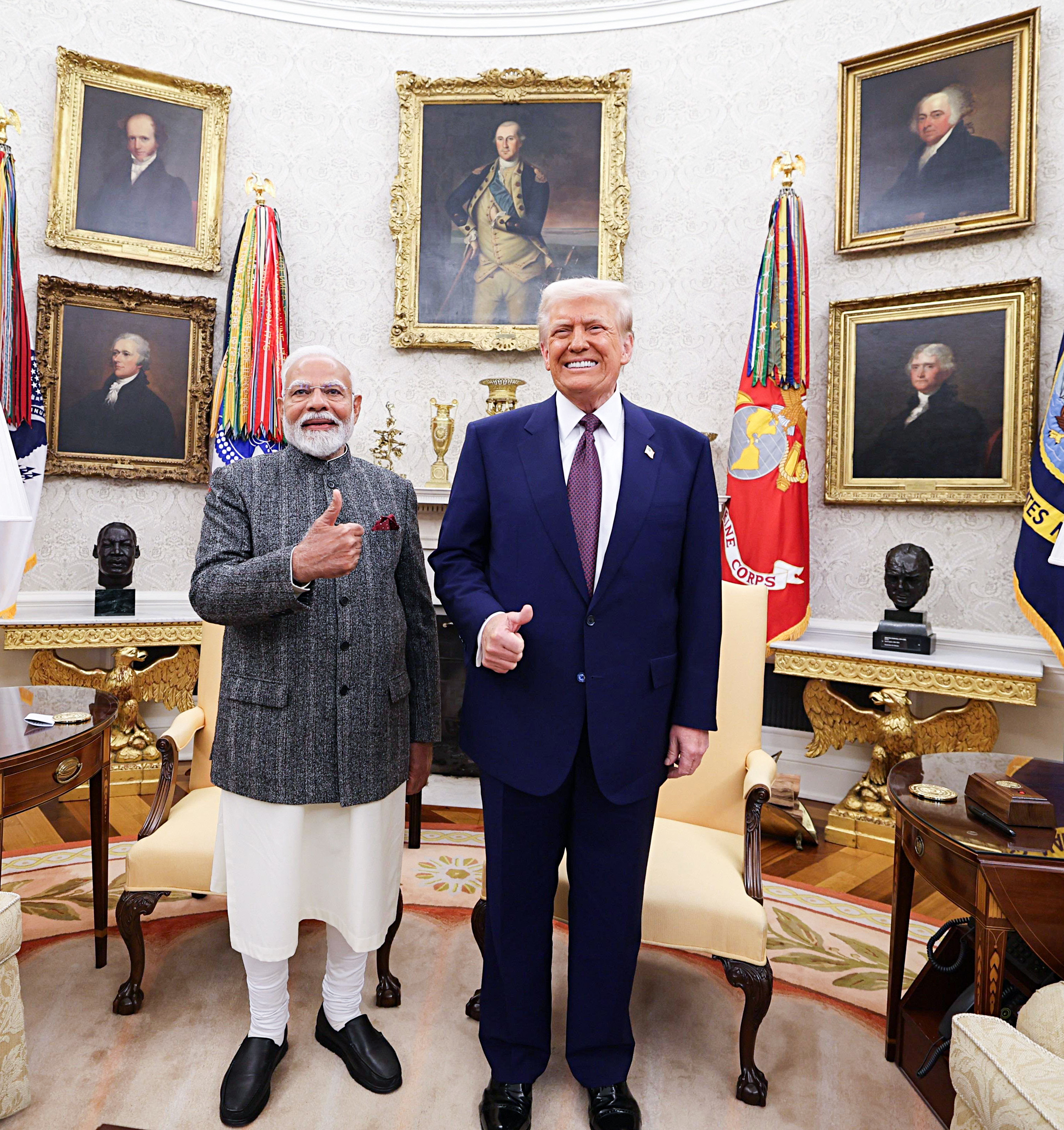 Prime Minister Narendra Modi met US President Donald Trump at the White House, in Washington, DC, USA, on Thursday, Feb. 13, 2024.