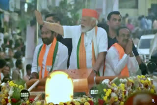 PM Narendra Modi holds road show in Hyderabad