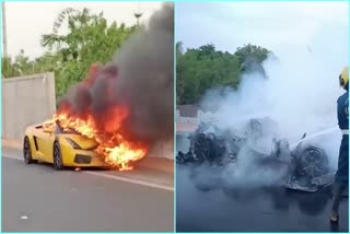 MAN FIRE SET ON LAMBORGHINI CAR