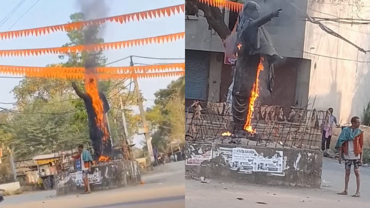 BIJU PATNAIK STATUE BURNING