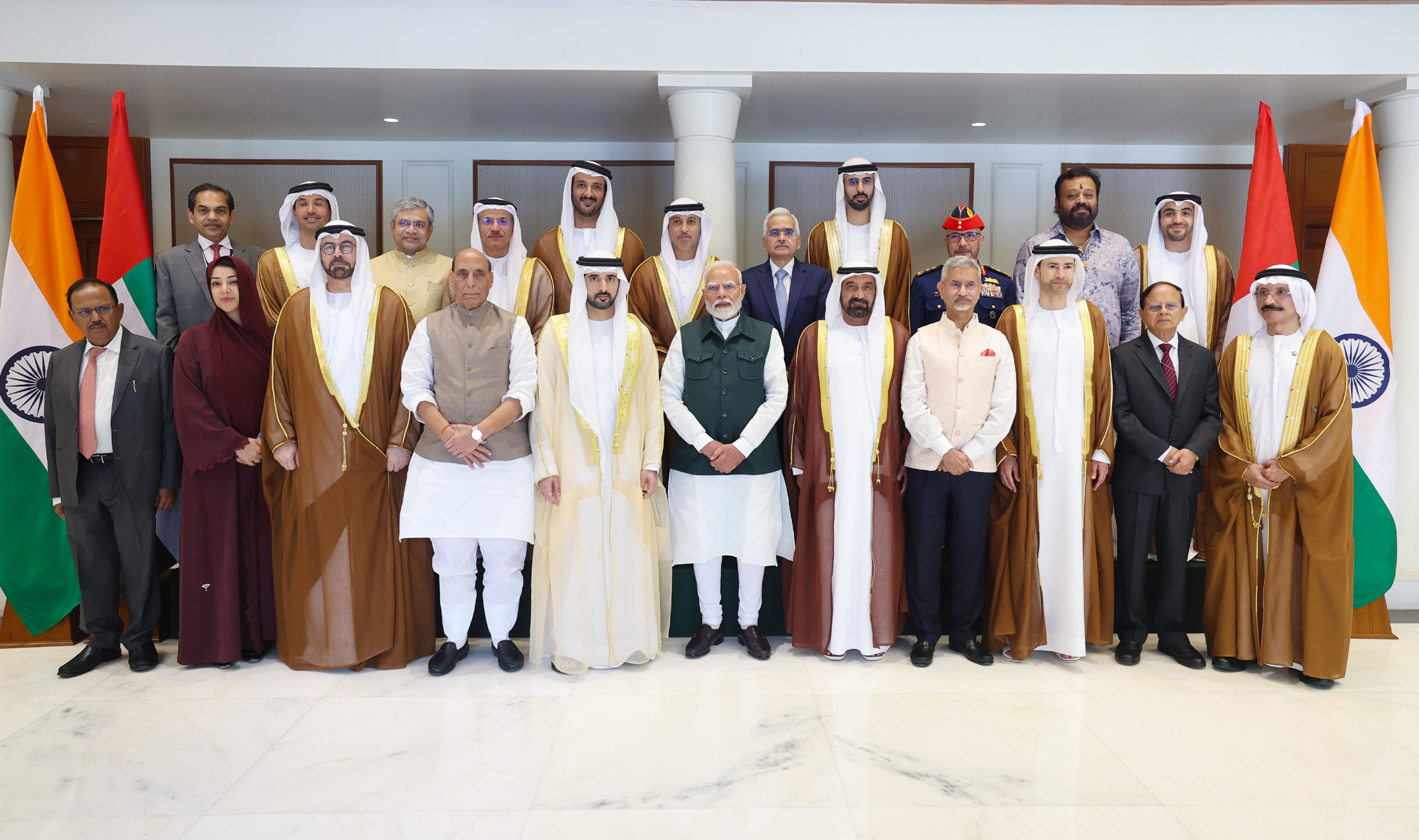 Prime Minister Narendra Modi in a group photograph with Crown Prince of Dubai
