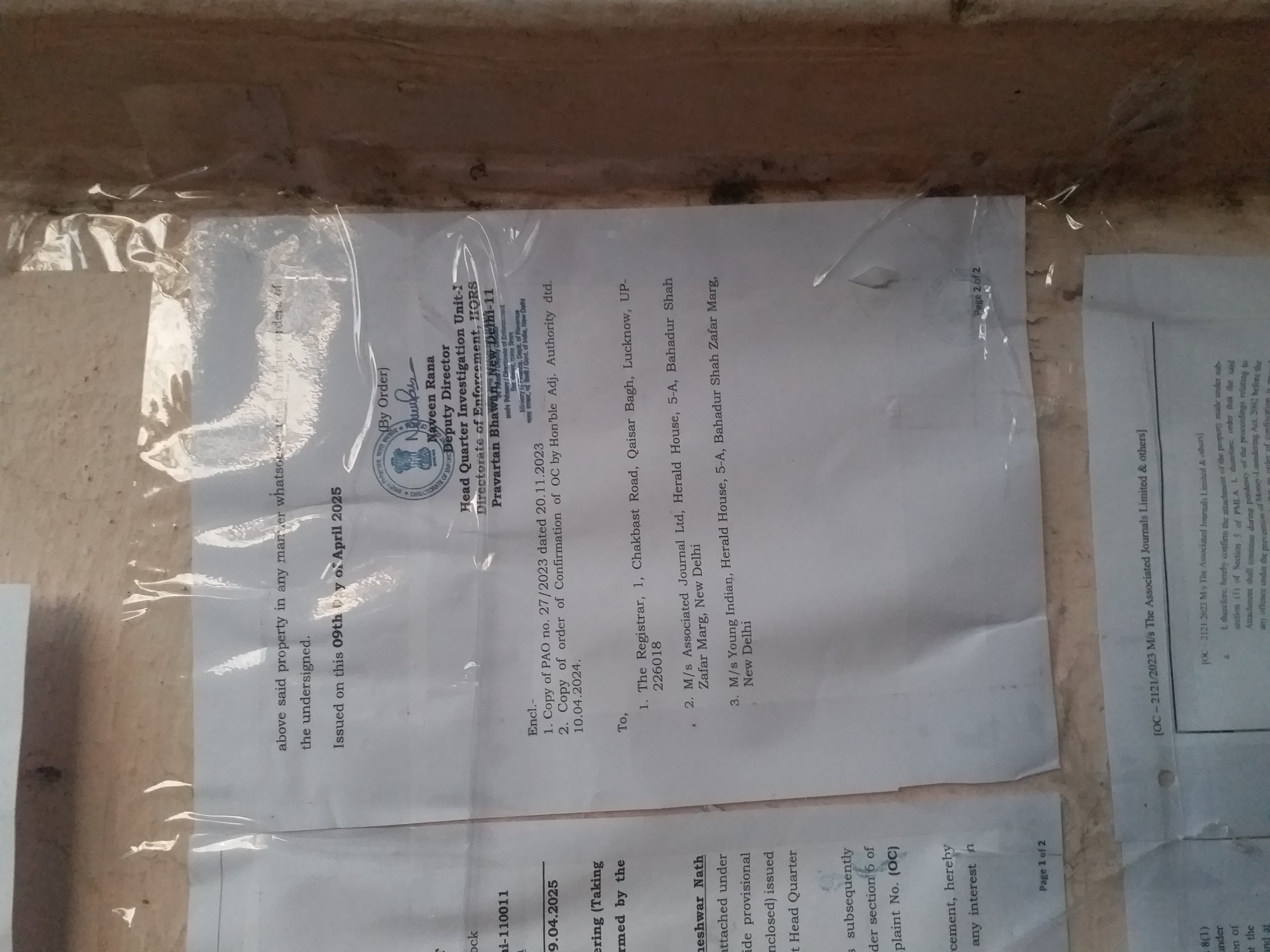 national herald case notice pasted lucknow office assets ed enforcement directorate team conducted inquiries.