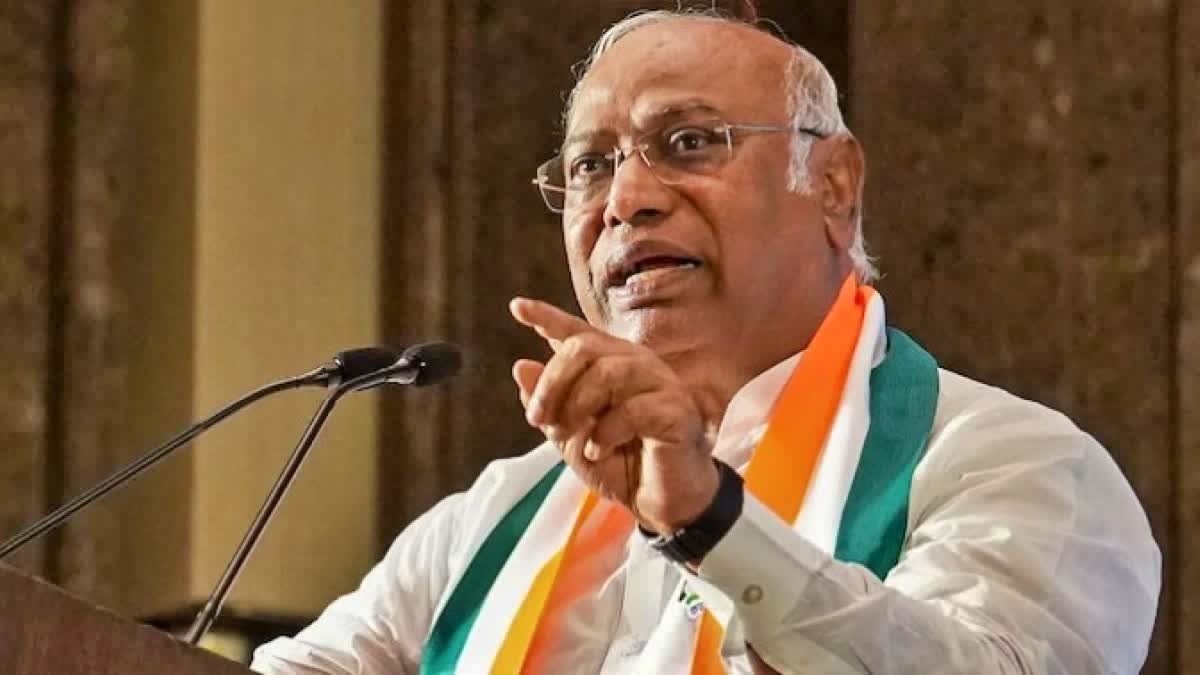 Mallikarjun Kharge spoke at the news conference.