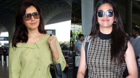 Actors Keerthy Suresh and Raashii Khanna seen at Mumbai Airport