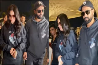 Vicky Kaushal  Katrina Kaif  Vicky Kaushal and Katrina Kaif  Vicky Kaushal and Katrina Kaif airport look  Vicky Kaushal airport look  Katrina Kaif airport look  vicky and katrina twinning in black  vicky and katrina twinning  ಜರಾ ಹಟ್ಕೆ ಜರಾ ಬಜ್ಕೆ ಯಶಸ್ಸು  ಪತ್ನಿ ಕತ್ರಿನಾ ಜೊತೆ ವಿಹಾರಕ್ಕೆ ತೆರಳಿದ ವಿಕ್ಕಿ  ನಟ ವಿಕ್ಕಿ ಪತ್ನಿ ಕತ್ರಿನಾ ಜೊತೆ ವಿಹಾರ  ವಿಡಿಯೋವೊಂದು ಸಾಮಾಜಿಕ ಜಾಲತಾಣದಲ್ಲಿ ವೈರಲ್​ Instagram ನಲ್ಲಿ ಫೋಟೋಗ್ರಾಫರ್​ ಕತ್ರಿನಾ ಮತ್ತು ವಿಕ್ಕಿ ತಮ್ಮ ಪ್ರಯಾಣ