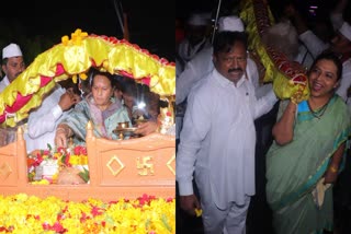 Mata Rukmini Palkhi Grand Welcome In Amravati