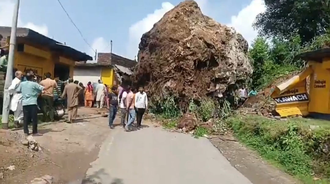 A giant rock fell from the mountain in Bharadighat