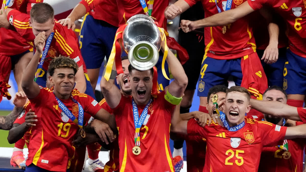 Spain clinched the European Championship crown for the record fourth time while England faltered in the finals for the second time in a row as the wait for the coveted trophy continued for the Three Lions.