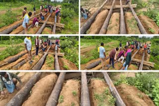 tribals built makeshift culvert in Dhangol village