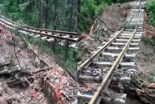 railway line in shimla  shimla kalka railway  lanslide  kalka  unesco  world famous track  Shimla landslide  കനത്ത മണ്ണിടിച്ചില്‍  യുനെസ്‌കോ  ലോക പൈതൃക പട്ടിക  ഷിംല കല്‍ക്ക ട്രാക്ക്  റെയില്‍വേ ലൈന്‍