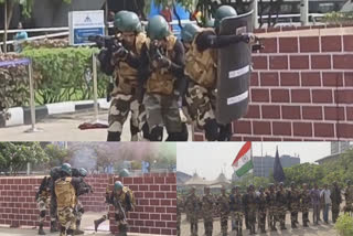 CISF soldiers demonstrated to protect civilians from terrorist attack at the chennai airport